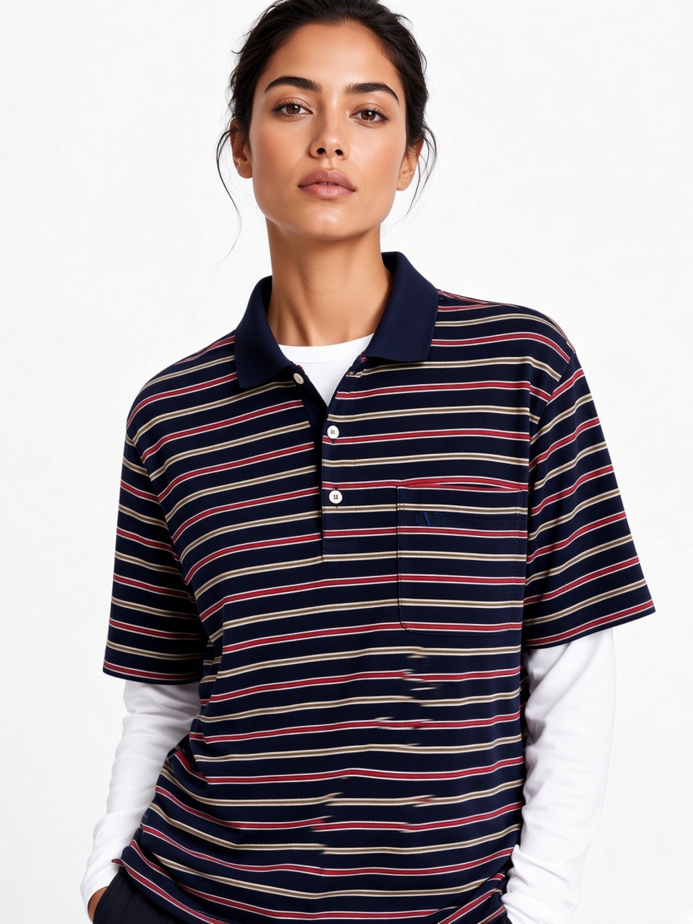 Vintage Valentino striped polo 100% cotton made in Italy SZ 50 Medium